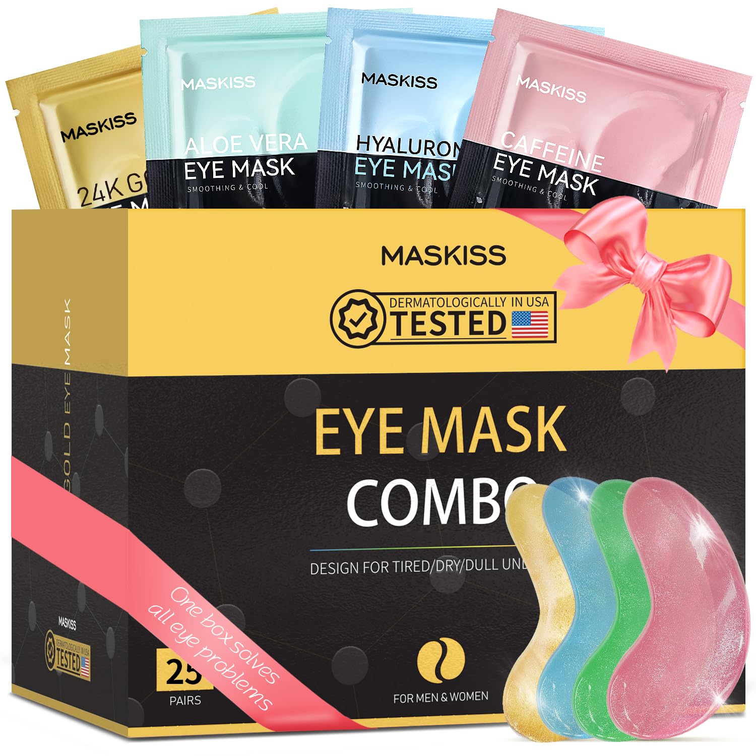 24k Gold Under Eye Patches (15 Pairs), eye mask, Collagen Skin Care Products, Eye Patches for Puffy Eyes, eye masks for dark circles and puffiness