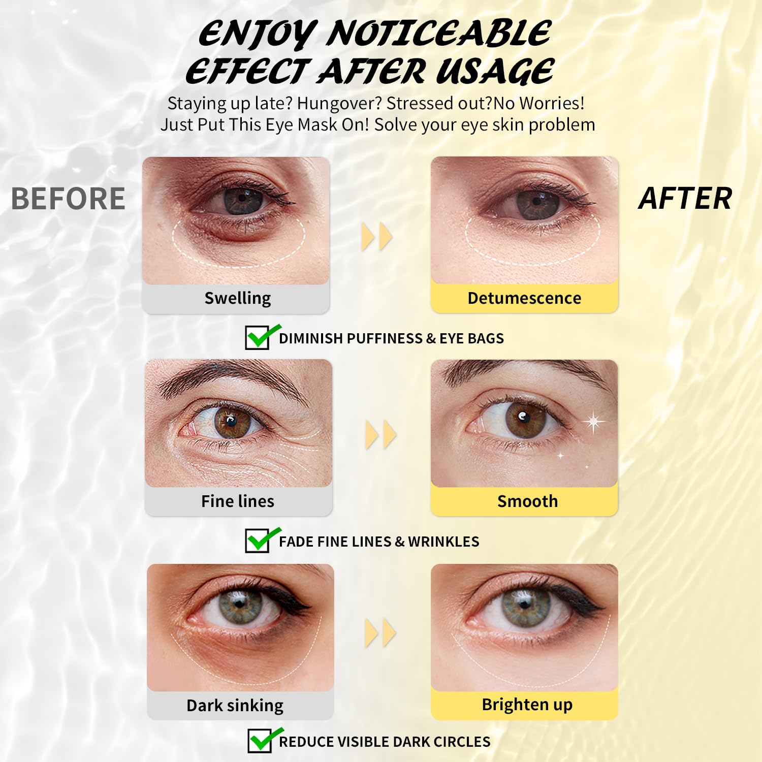 24k Gold Under Eye Patches (15 Pairs), eye mask, Collagen Skin Care Products, Eye Patches for Puffy Eyes, eye masks for dark circles and puffiness