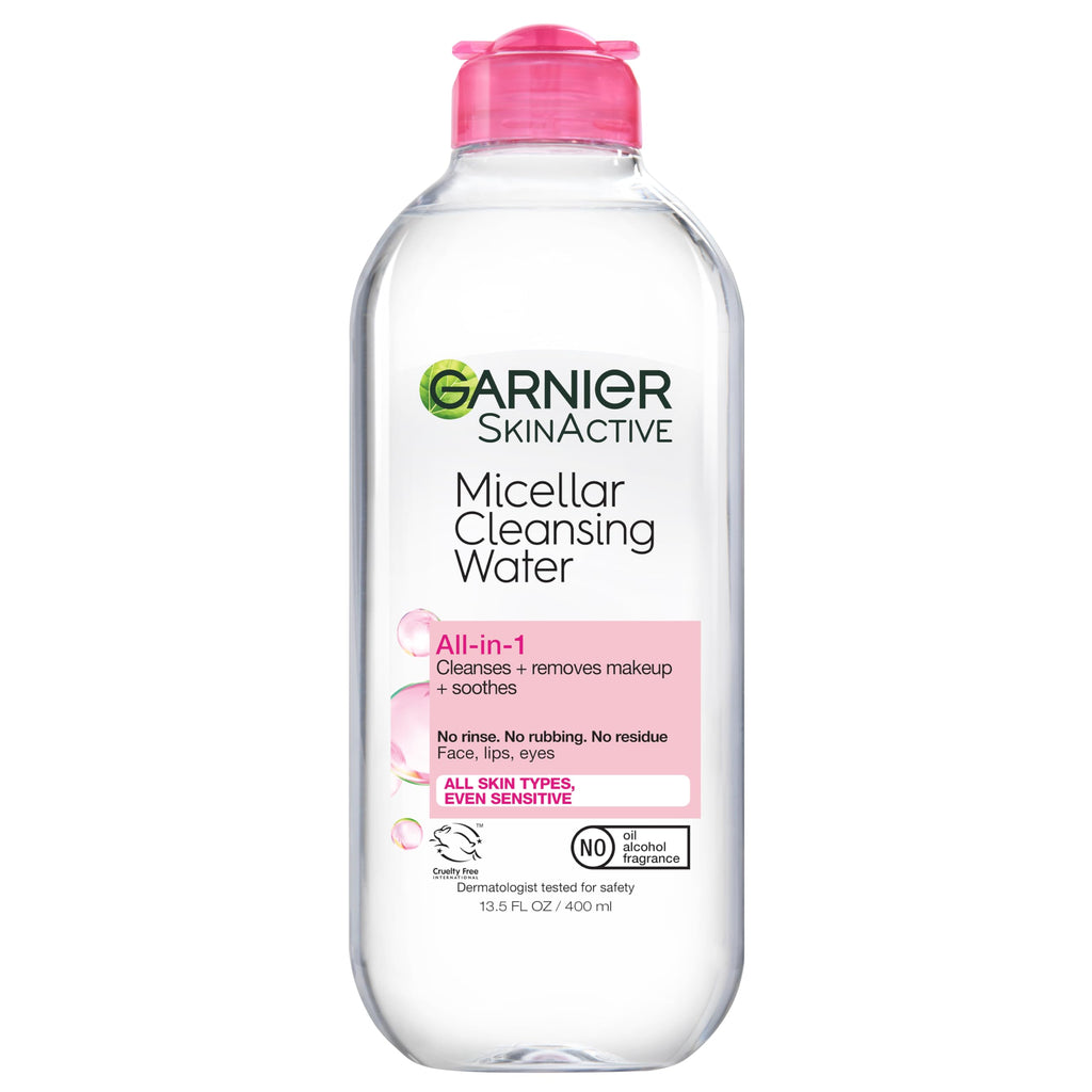 Garnier Micellar Water, Hydrating Facial Cleanser & Makeup Remover, Suitable for Sensitive Skin, Vegan, Cruelty Free, 13.5 Fl Oz (400mL), 2 Count