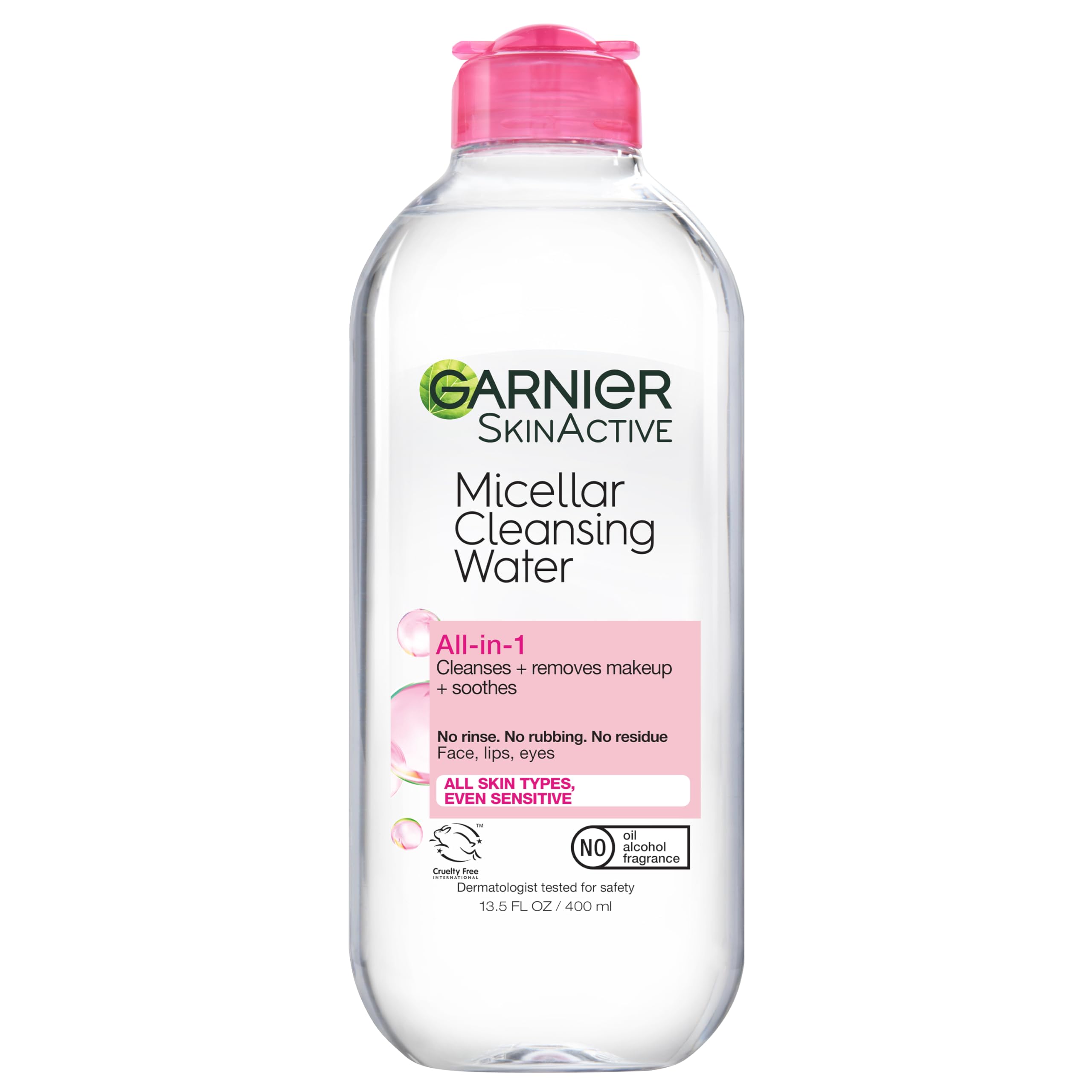 Garnier Micellar Water, Hydrating Facial Cleanser & Makeup Remover, Suitable for Sensitive Skin, Vegan, Cruelty Free, 13.5 Fl Oz (400mL), 2 Count