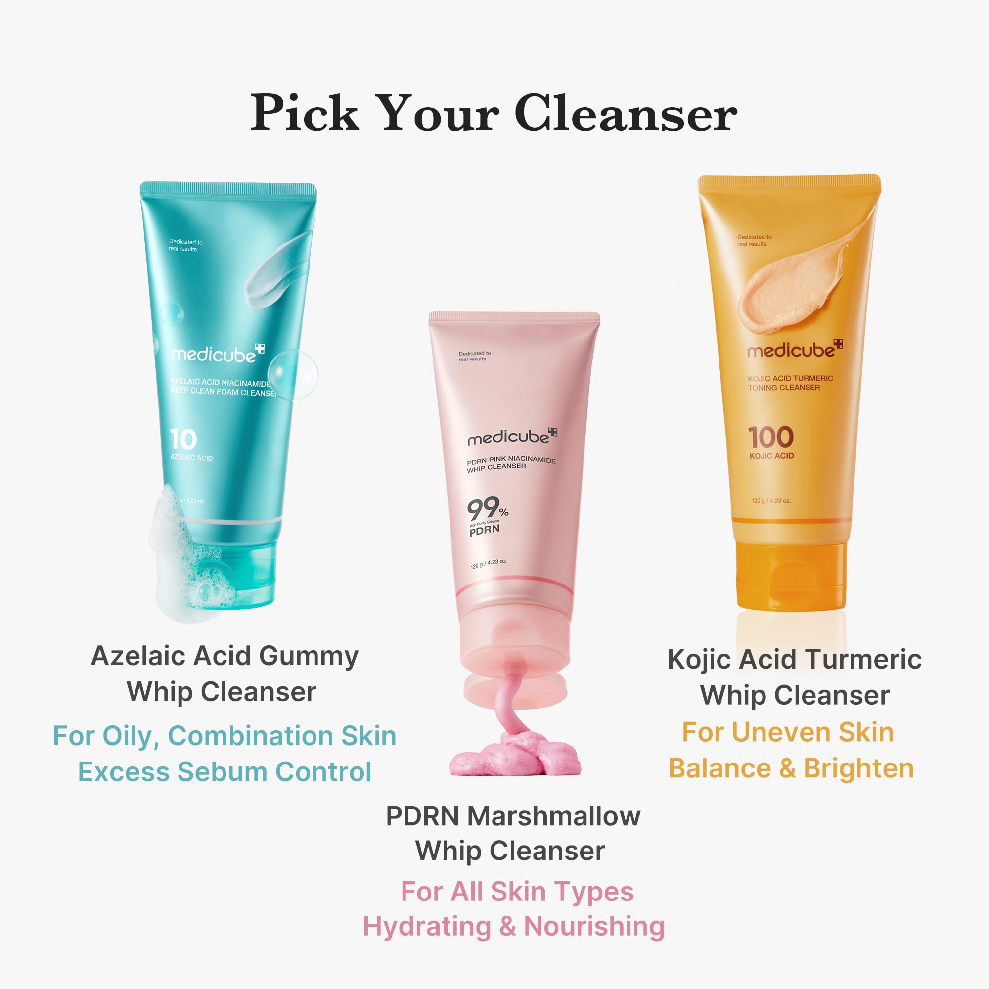 medicube Azelaic Acid Gummy Whip Cleanser | Cleansing Foam For Troubled Skin | Use After Spot Care & Excess Sebum Control | Niacinamide, Glycerin | Soothing, Pore Cleansing Face Wash | Korean Skincare