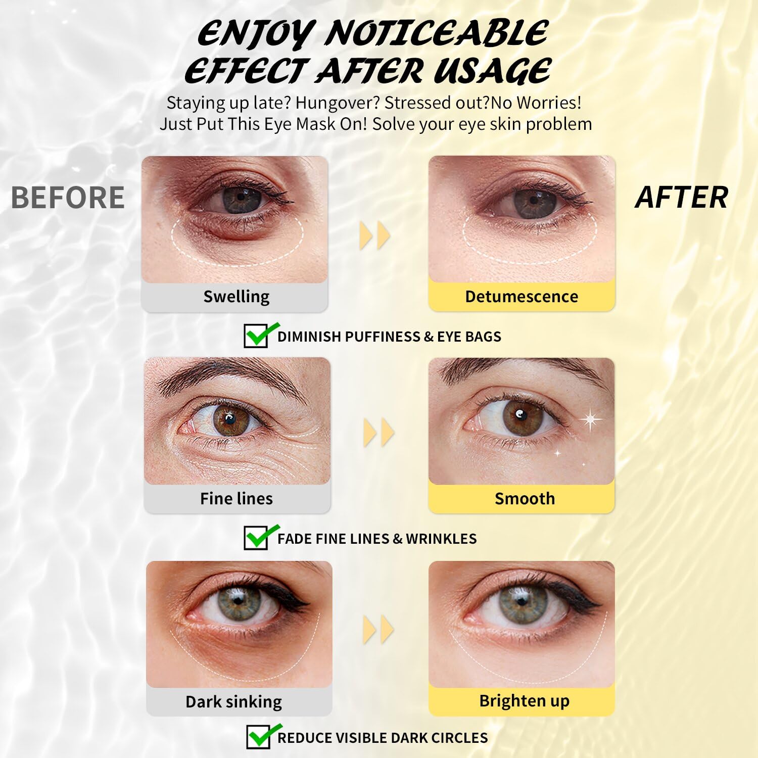 24k Gold Under Eye Patches (15 Pairs), eye mask, Collagen Skin Care Products, Eye Patches for Puffy Eyes, eye masks for dark circles and puffiness