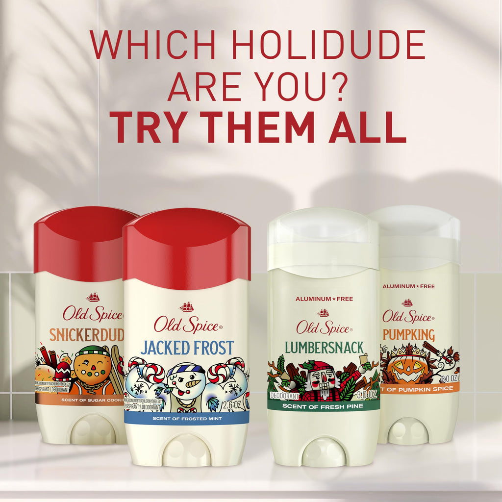 Old Spice Antiperspirant & Deodorant for Men, Holidudes Limited Edition, 24/7 Sweat Protection, Stocking Stuffer, Snickerdudel Sugar Cookie Scent, 2.6 oz