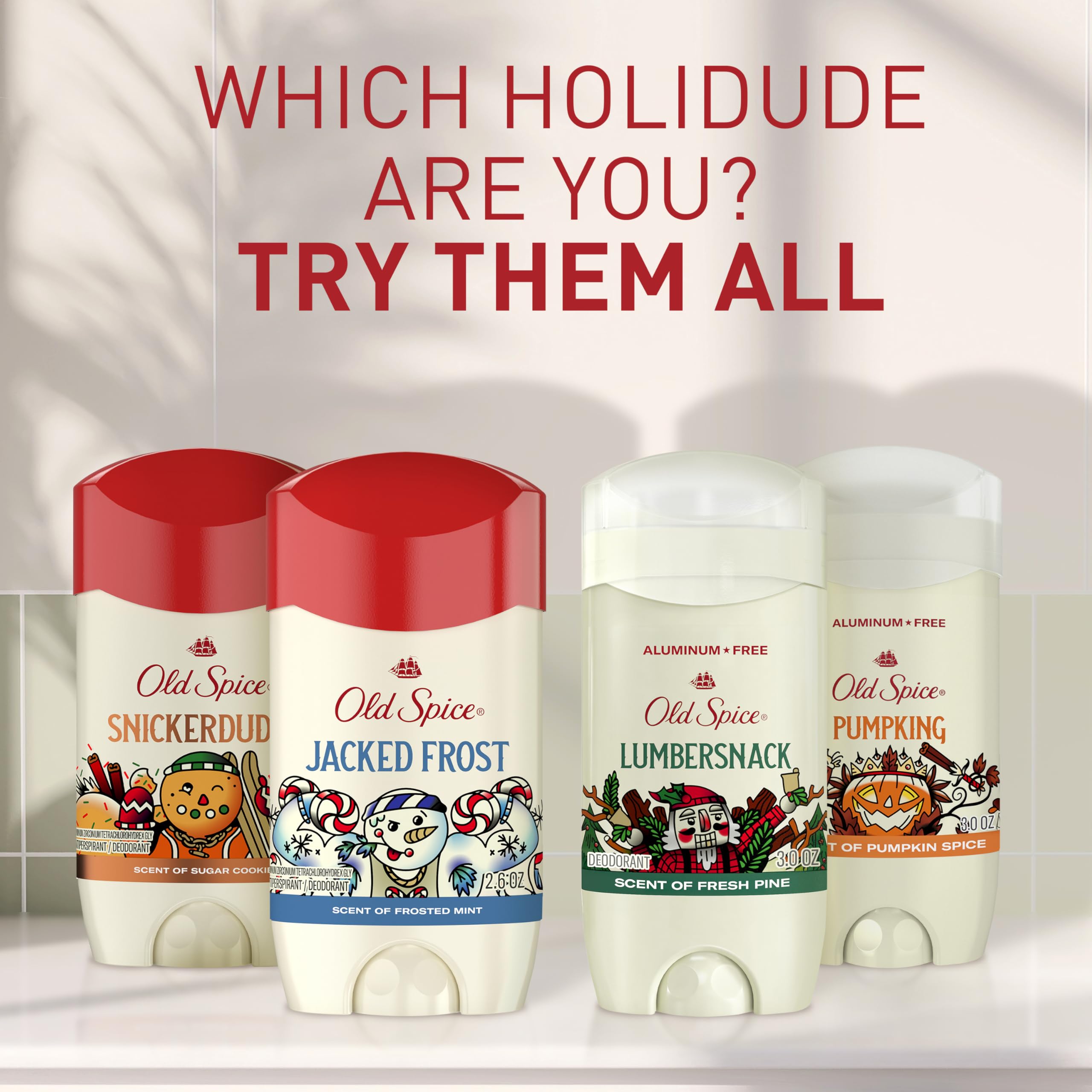 Old Spice Antiperspirant & Deodorant for Men, Holidudes Limited Edition, 24/7 Sweat Protection, Stocking Stuffer, Snickerdudel Sugar Cookie Scent, 2.6 oz