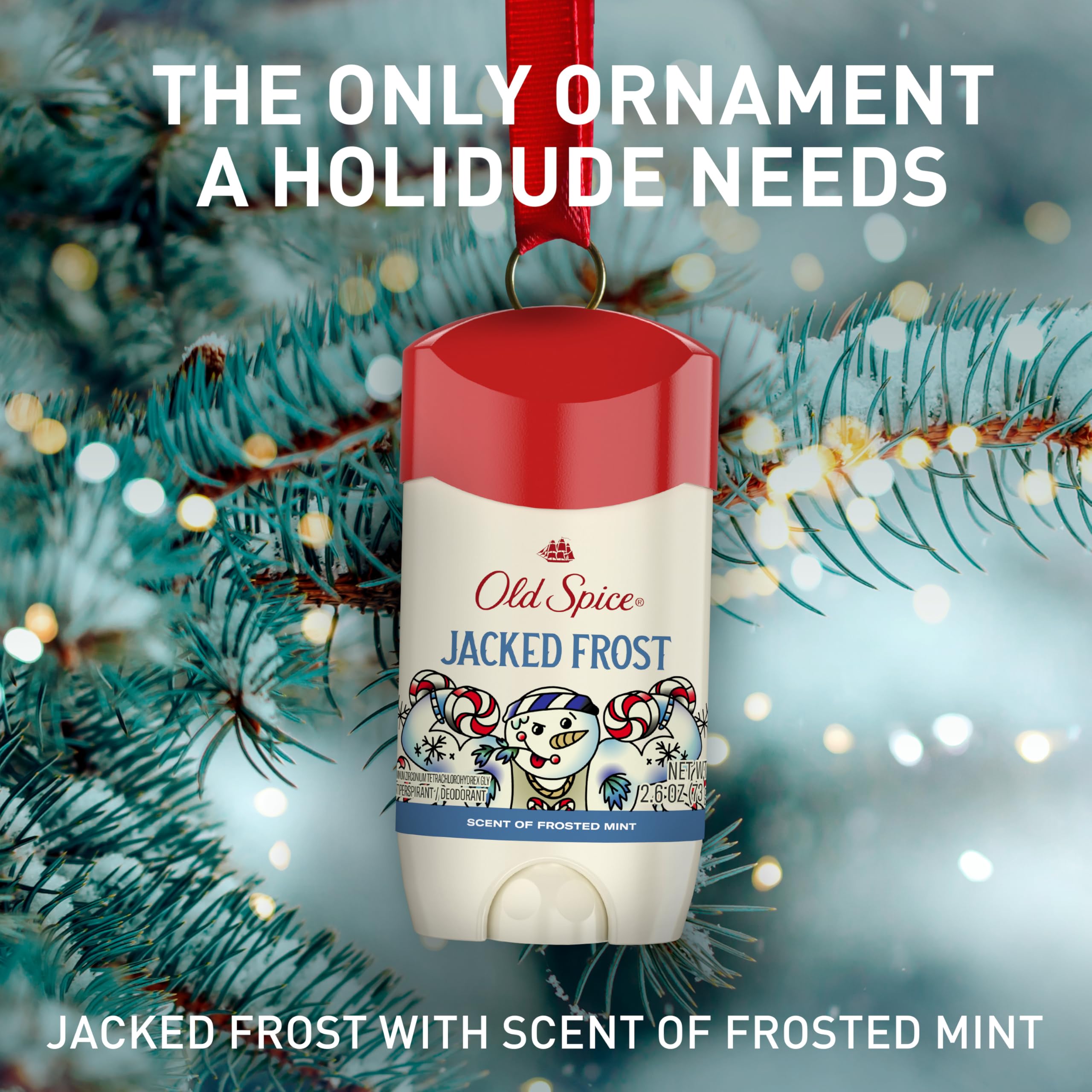 Old Spice Antiperspirant & Deodorant for Men, Holidudes Limited Edition, 24/7 Sweat Protection, Stocking Stuffer, Snickerdudel Sugar Cookie Scent, 2.6 oz