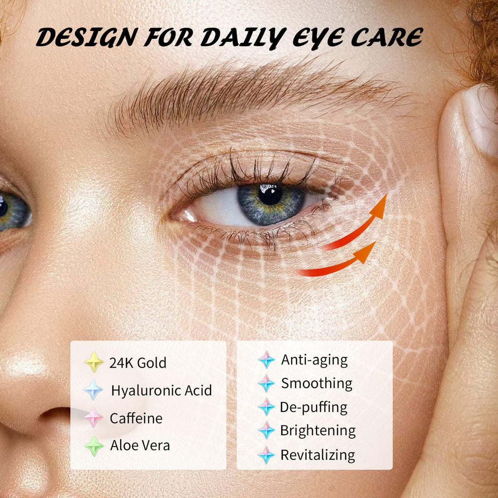 24k Gold Under Eye Patches (15 Pairs), eye mask, Collagen Skin Care Products, Eye Patches for Puffy Eyes, eye masks for dark circles and puffiness
