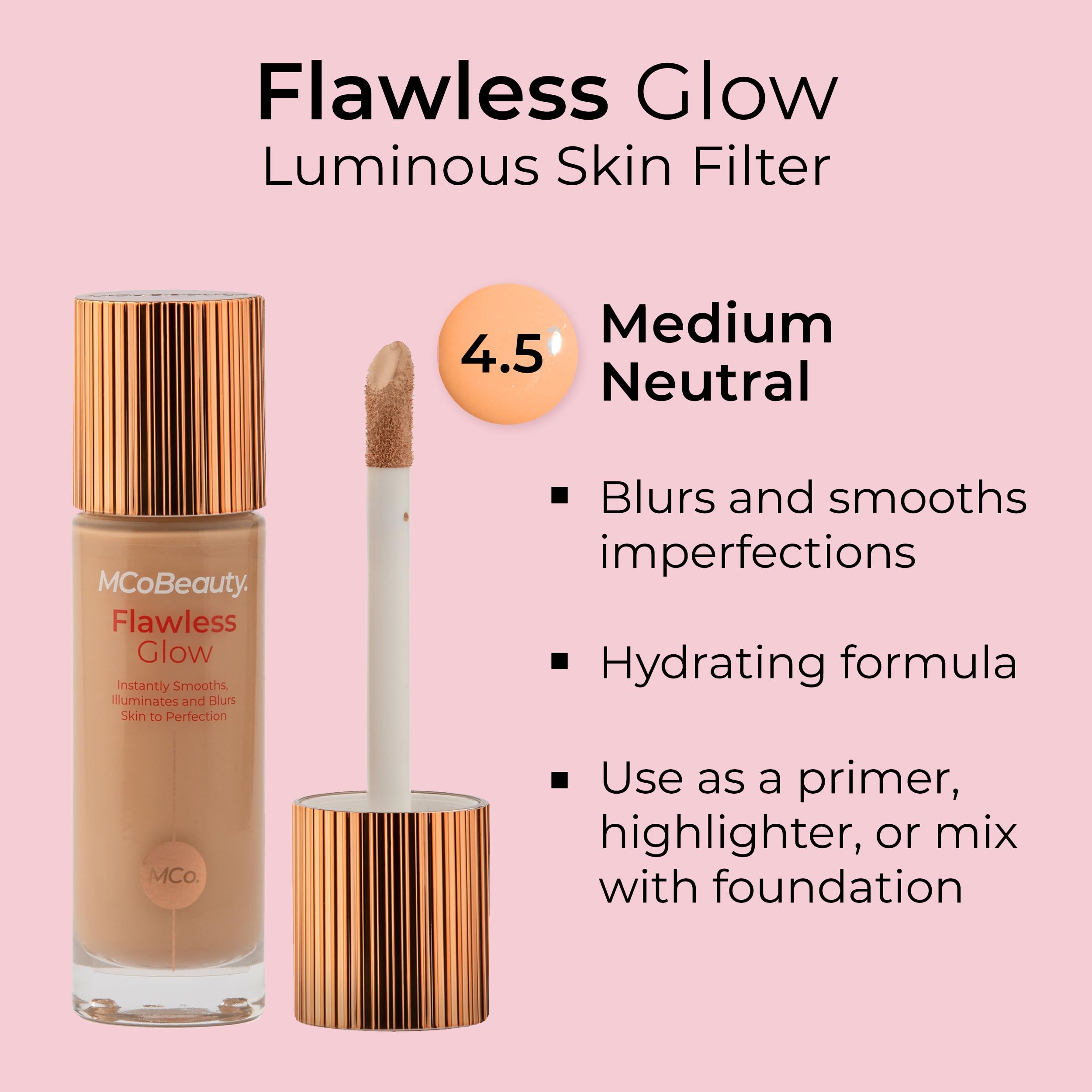 MCoBeauty Flawless Glow Luminous Skin Filter, 3.5 Light, Healthy Glow with Natural Radiance, Vegan, Cruelty Free Cosmetics