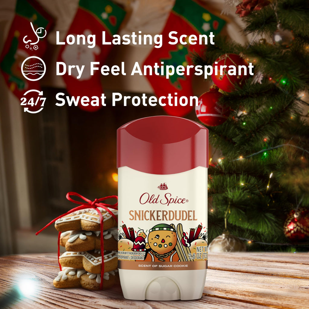 Old Spice Antiperspirant & Deodorant for Men, Holidudes Limited Edition, 24/7 Sweat Protection, Stocking Stuffer, Snickerdudel Sugar Cookie Scent, 2.6 oz