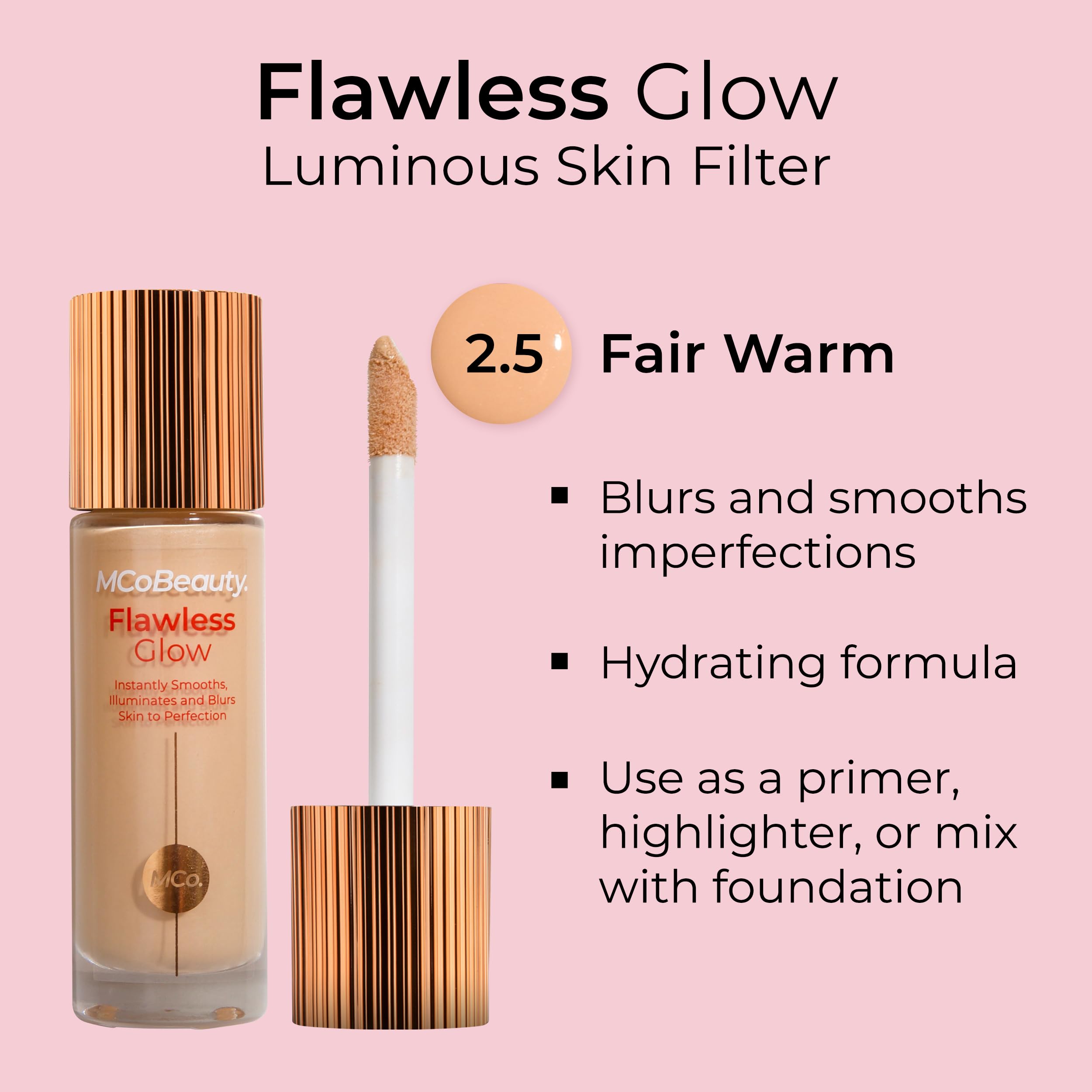MCoBeauty Flawless Glow Luminous Skin Filter, 3.5 Light, Healthy Glow with Natural Radiance, Vegan, Cruelty Free Cosmetics