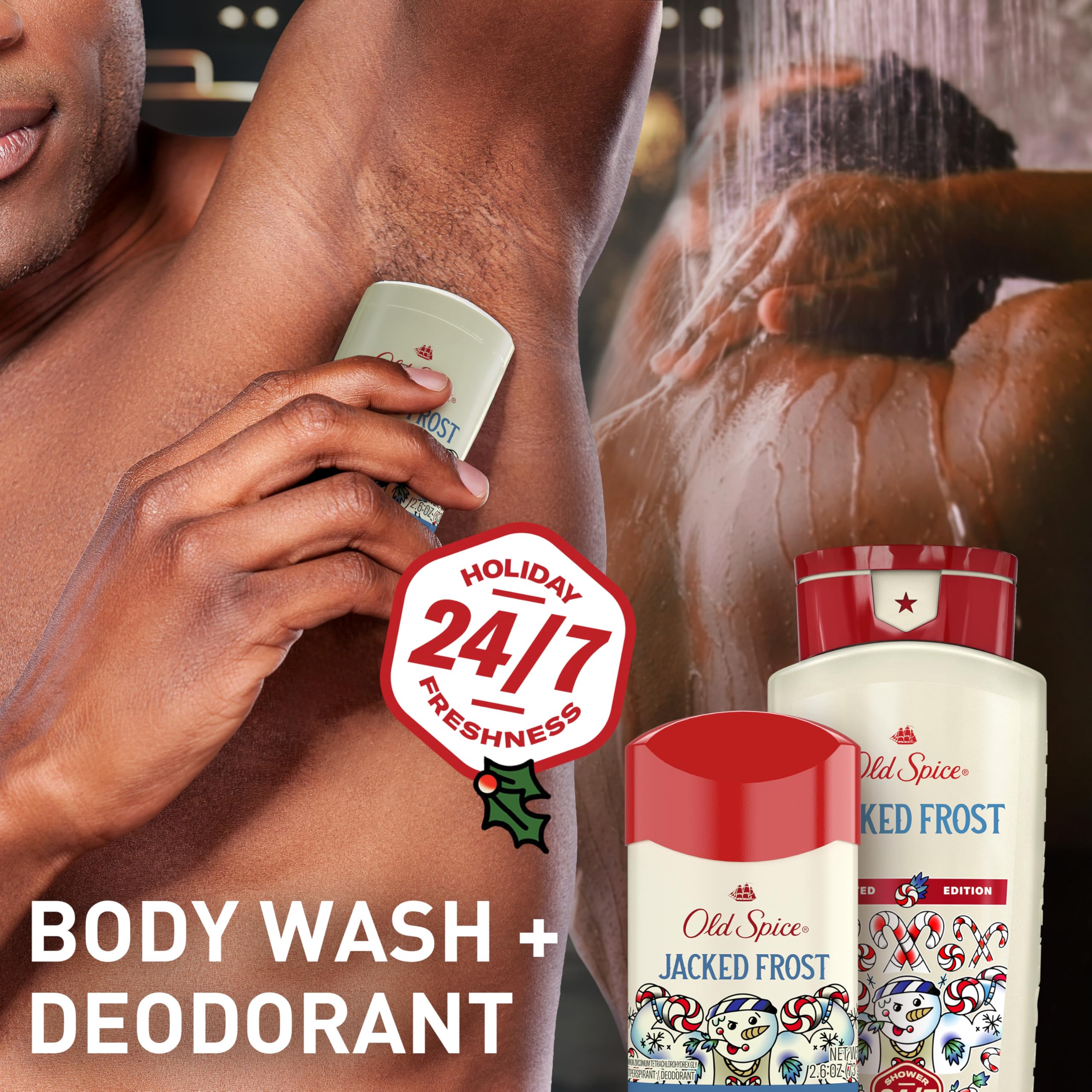 Old Spice Antiperspirant & Deodorant for Men, Holidudes Limited Edition, 24/7 Sweat Protection, Stocking Stuffer, Snickerdudel Sugar Cookie Scent, 2.6 oz